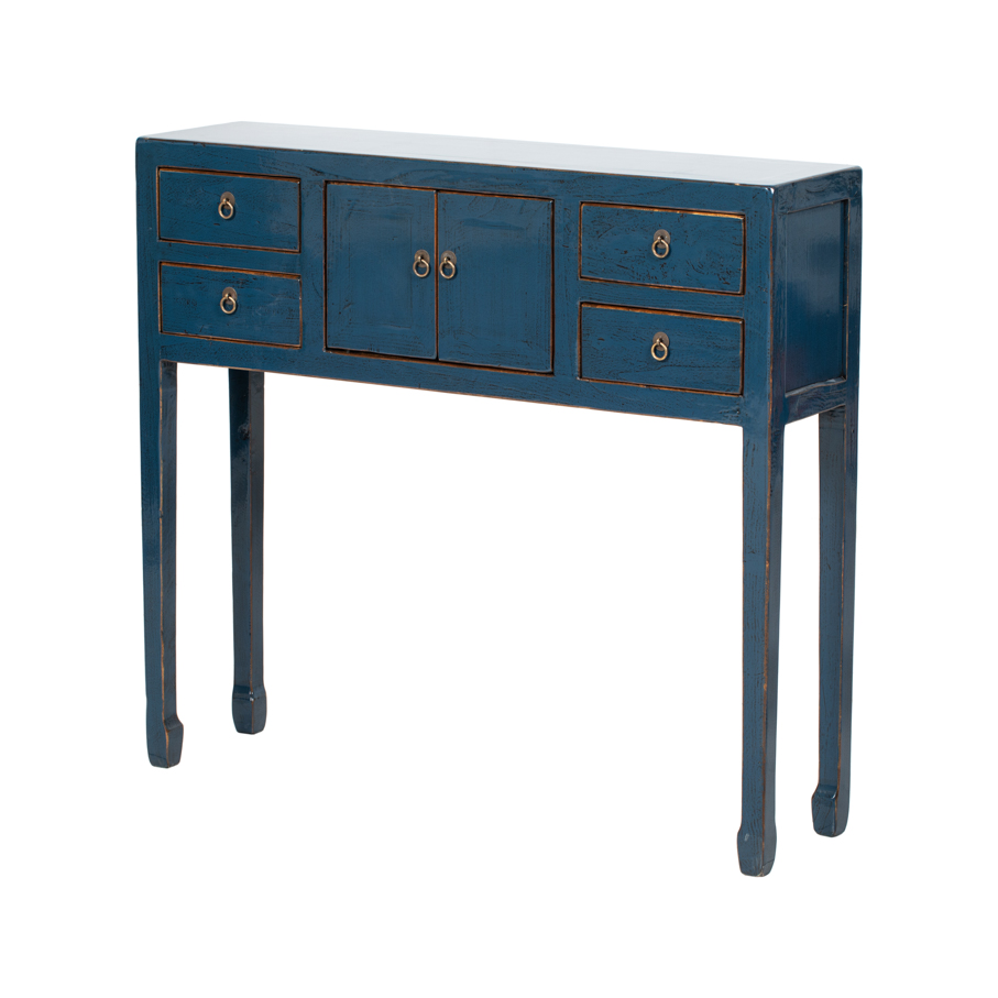 Consola azul 4 cajones 2 puertas
