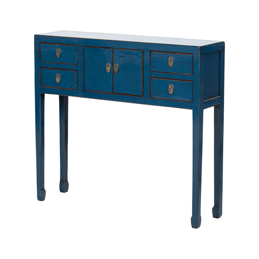 Consola azul 4 cajones 2 puertas