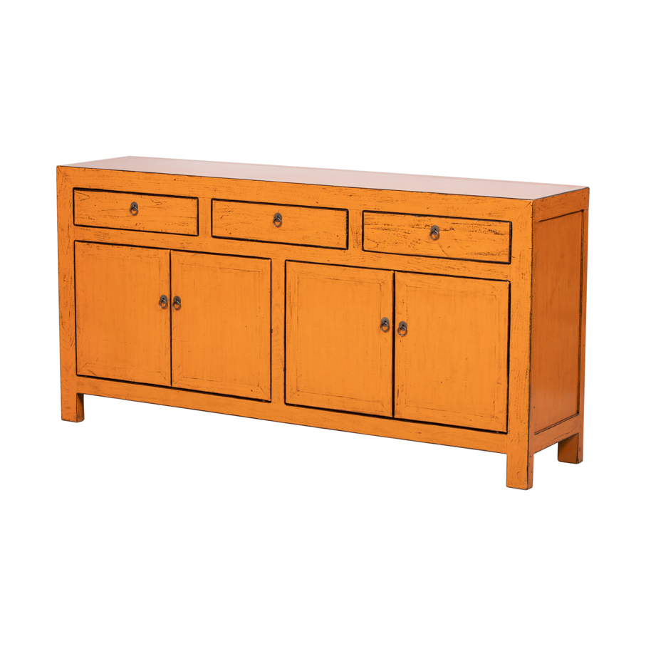 Cómoda naranja 3 cajones 4 puertas