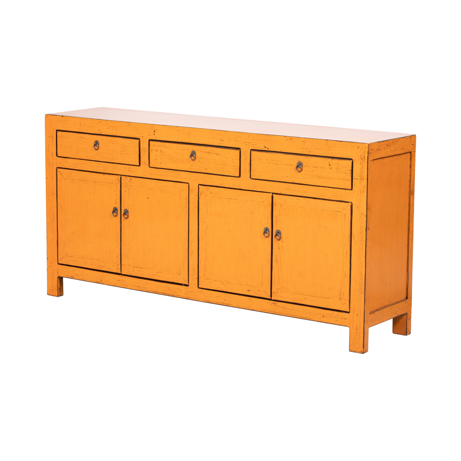 Cómoda naranja 3 cajones 4 puertas