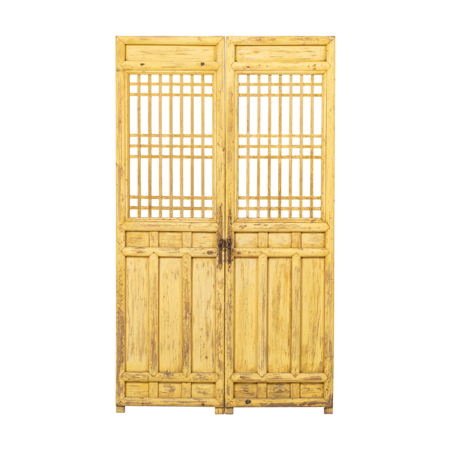 Puerta antigua amarilla 2 hojas