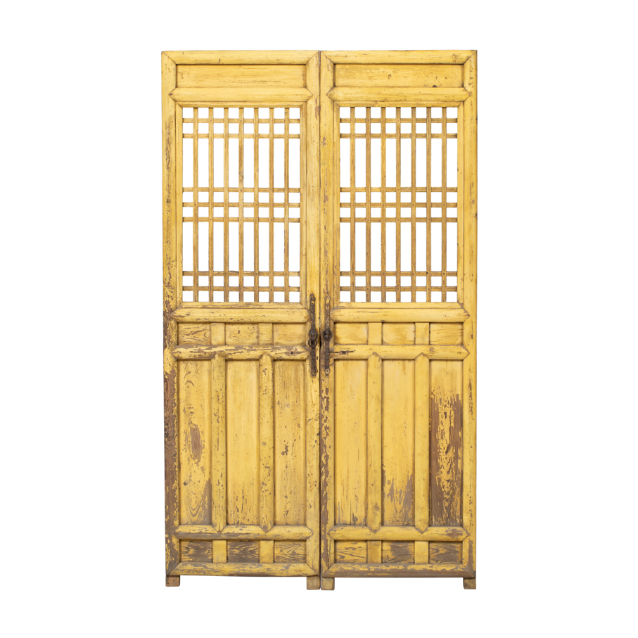 Puerta antigua amarilla 2 hojas