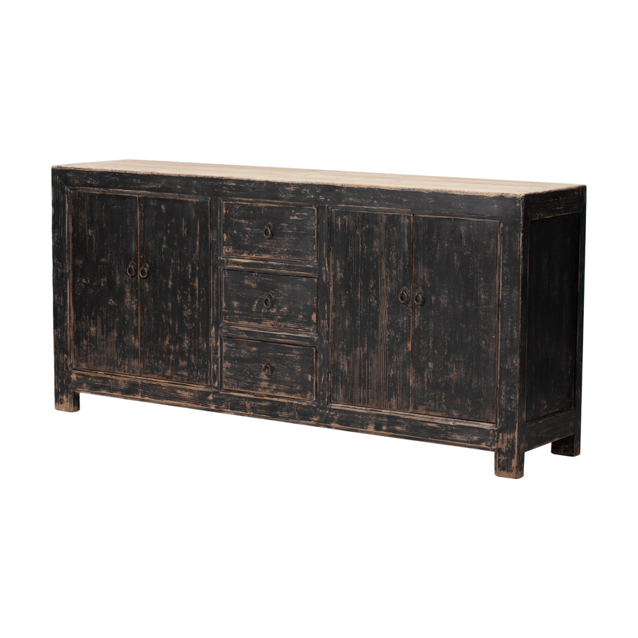 Cómoda negra 4 puertas 3 cajones