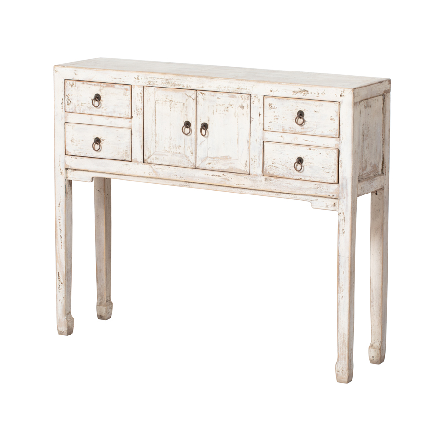 Consola blanca 4 cajones 2 puertas