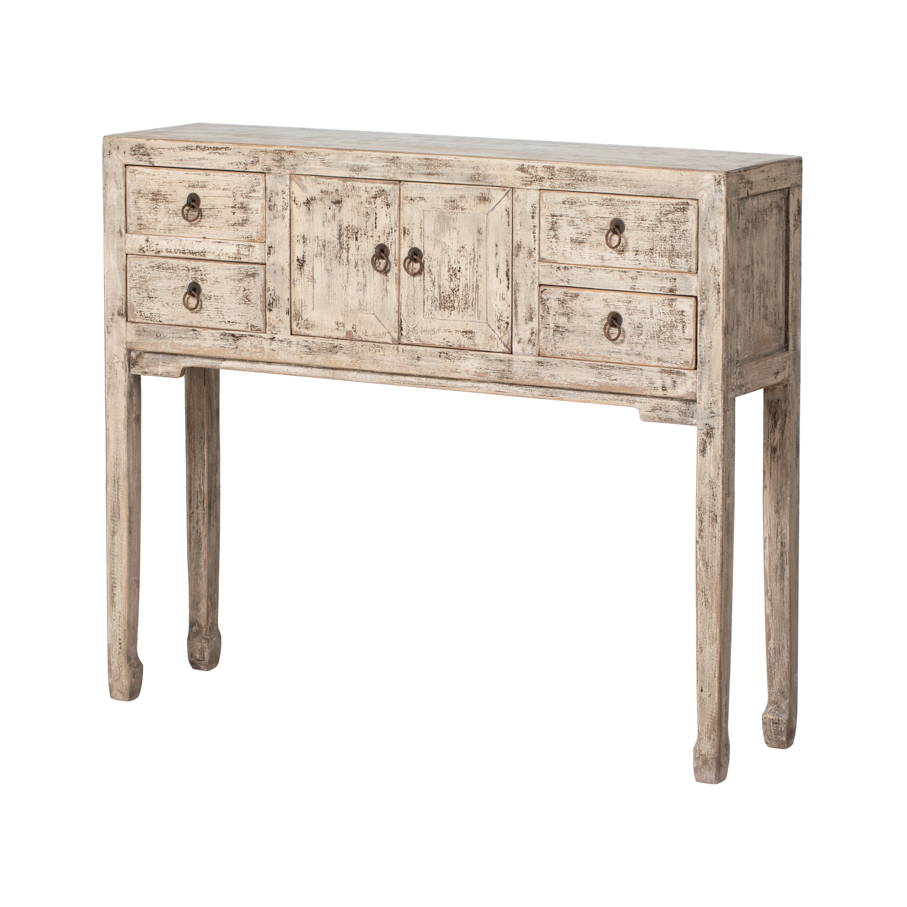 Consola gris 4 cajones 2 puertas