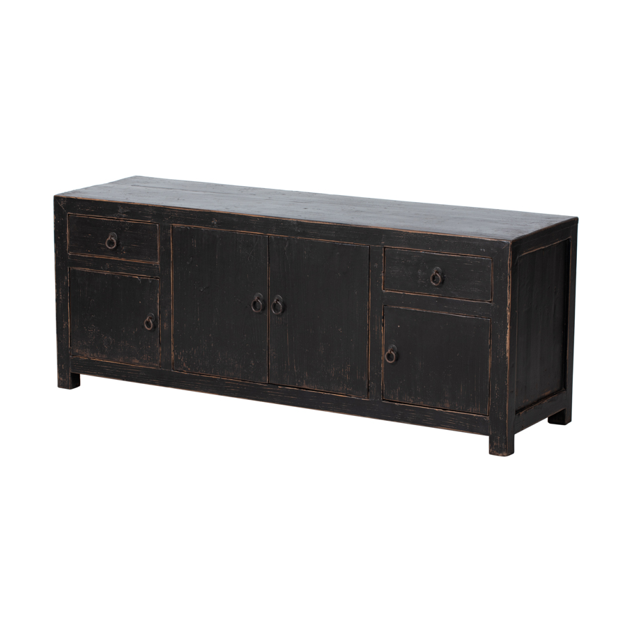 Piecero negro 4 puertas 2 cajones