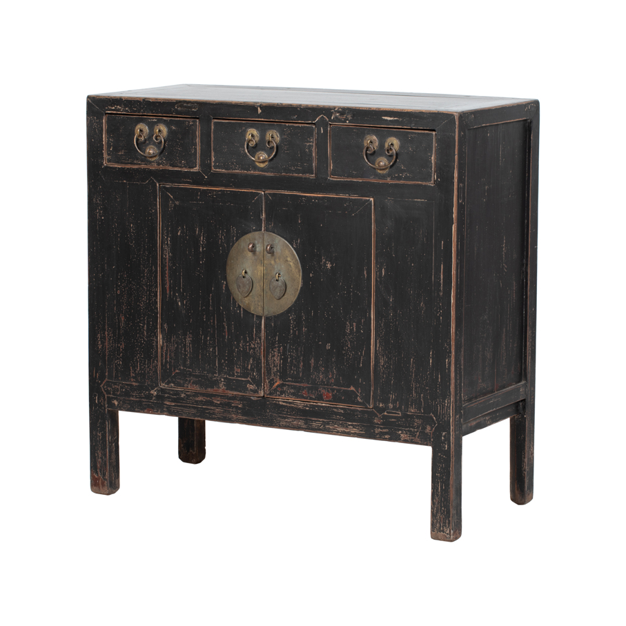 Cómoda negra 3 cajones 2 puertas