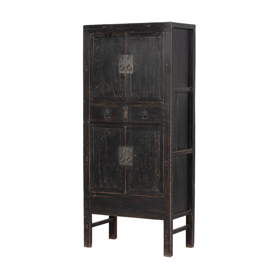 Armario negro 4 puertas 2 cajones