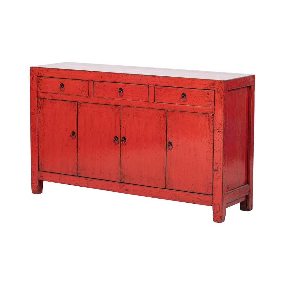 Cómoda rojo 3 cajones 4 puertas