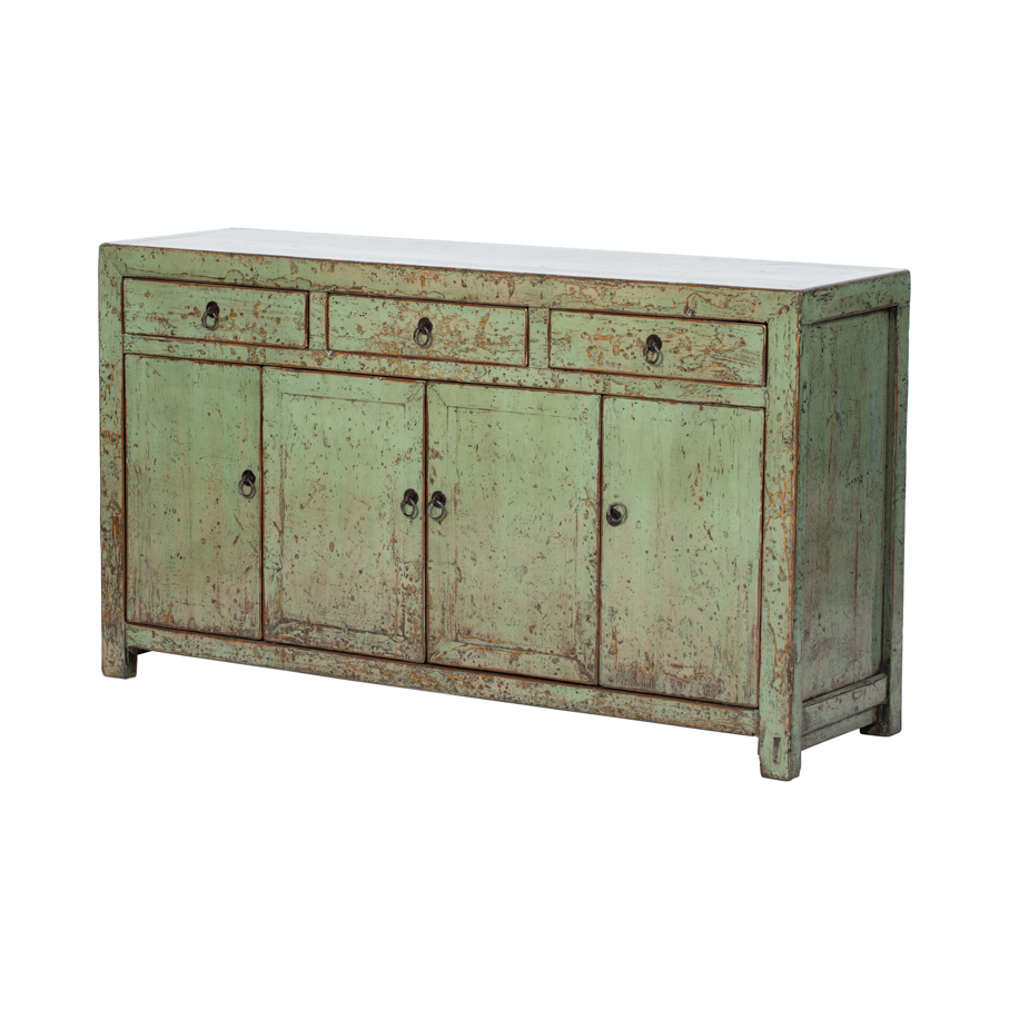 Cómoda verde 3 cajones 4 puertas