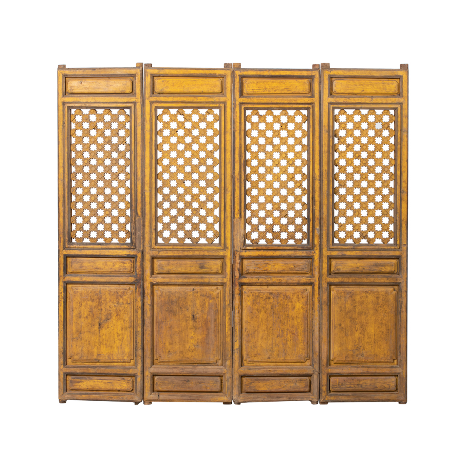 Biombo celosía naranja (set de 4 hojas)
