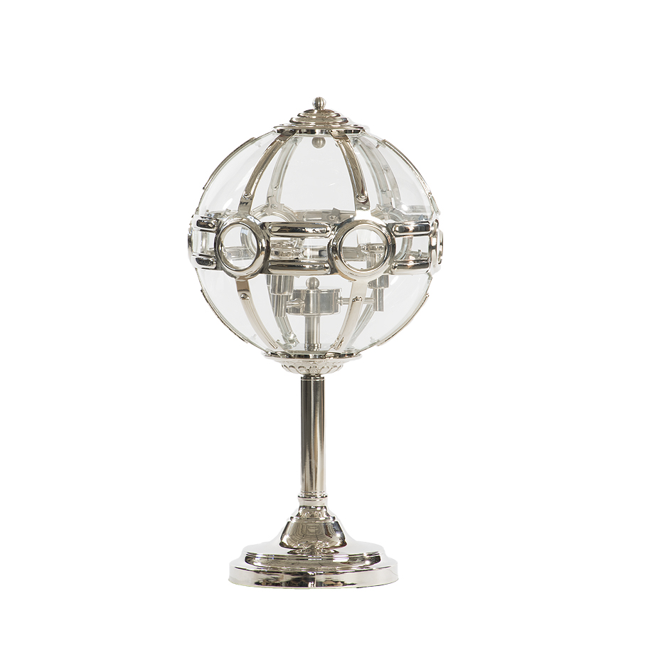 Lámpara de mesa en esfera acabado niquel